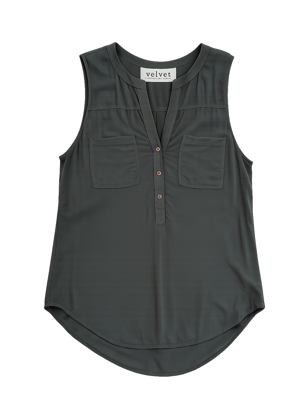 Velvet-Tees Olive Green Sleeveless Henley Top size Medium